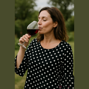 Green Envelope Black and White Polkadot Blouse Woman’s Top Size Large Shirt